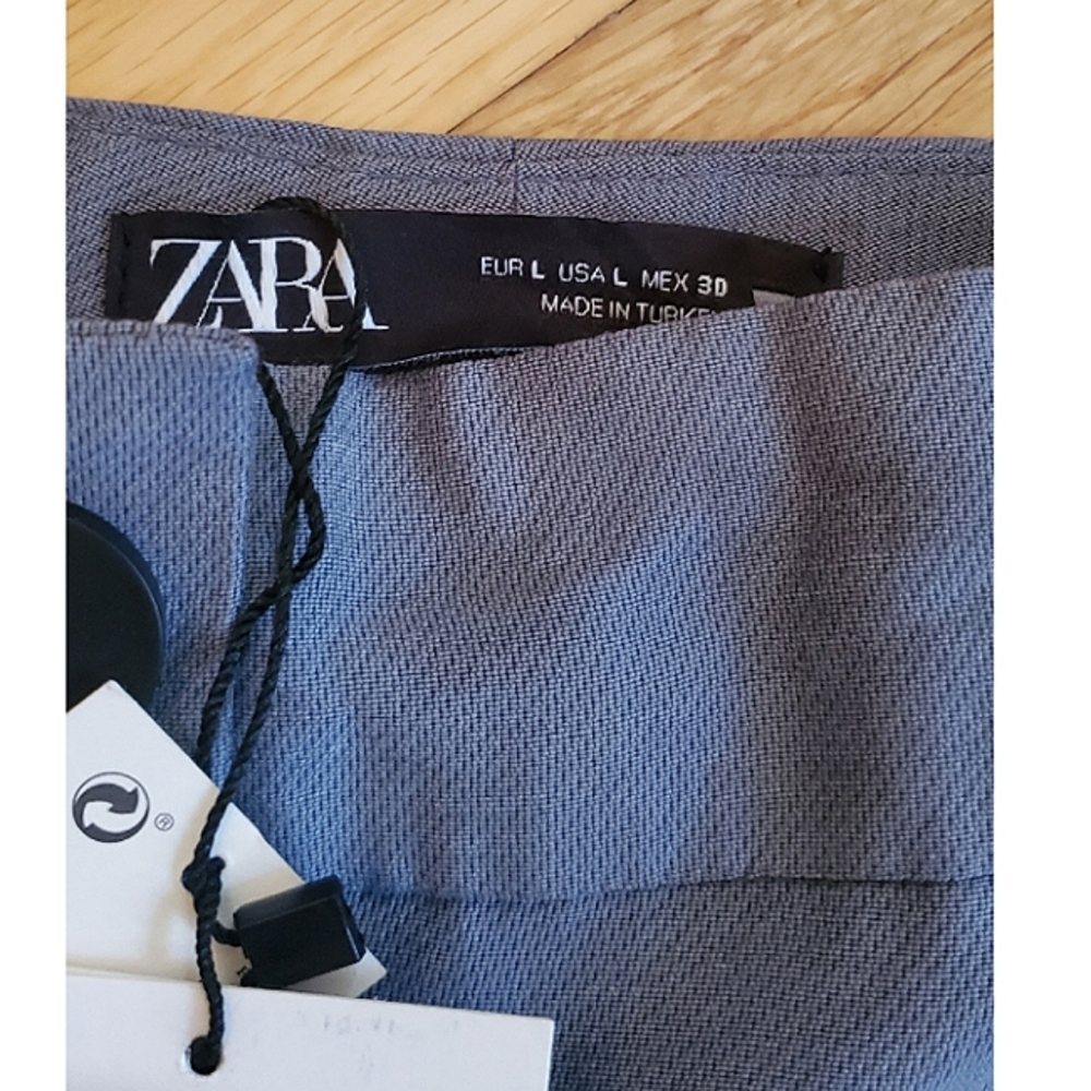 ZARA Balloon High Waist Crop Pant Cadet Blue/Gray Size Large - Picture 5 of 12